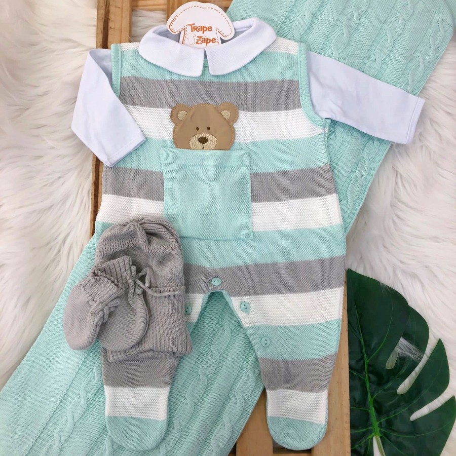 Saída de Maternidade Theodoro - Verde Agua MANTA VERDE ÁGUA